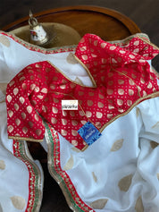 Designer Soft Silk Banarasi- Off White Gold Zari