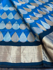 Pure Chanderi Pattu Silk - Royal Blue