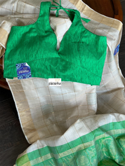 Designer Blouse - Green Raw Silk