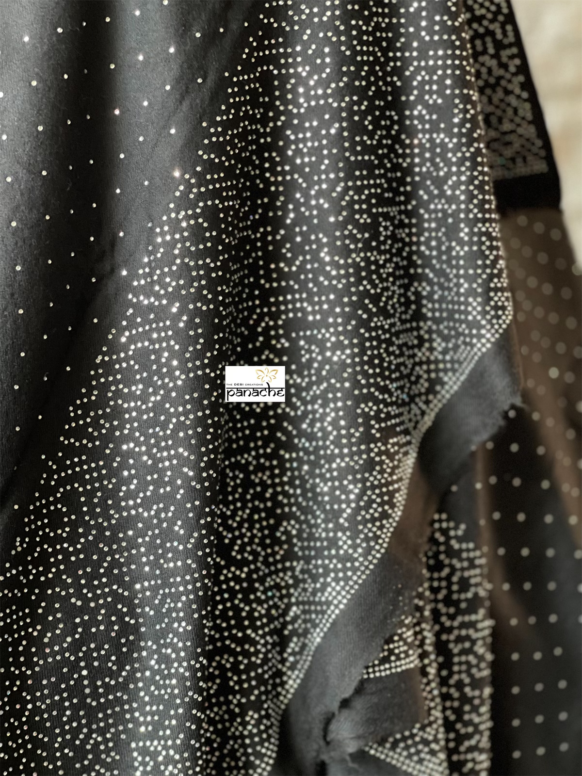 Kashmiri Stole - Black Silver Stone