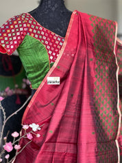 Designer Blouse - Maroon Green Glass mirror work