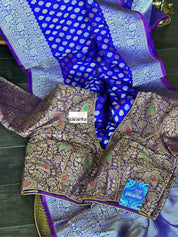 Pure Silk Banarasi - Purplish Blue Dual shaded