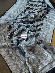Khaddi Georgette Banarasi - Black Silver Zari