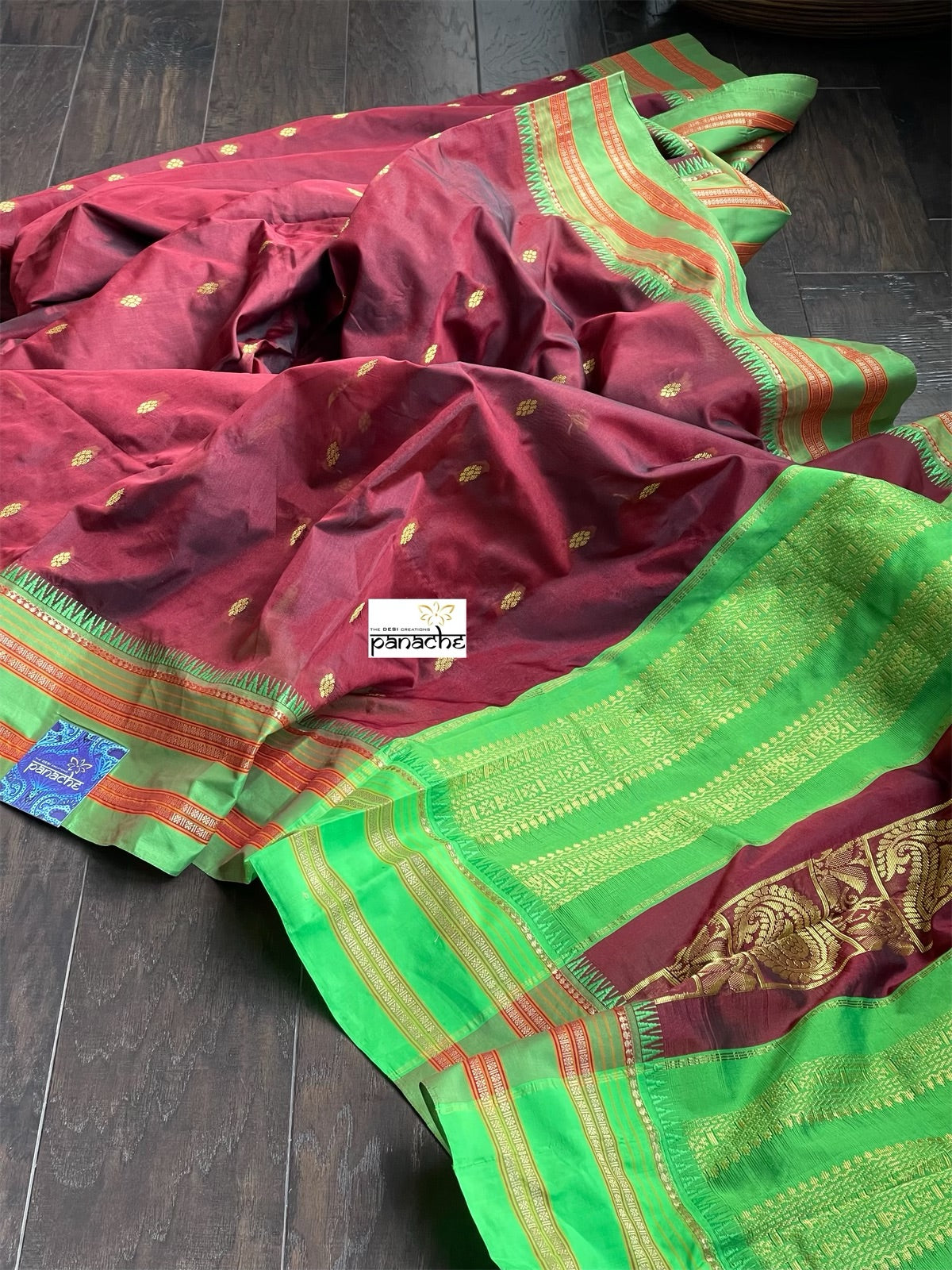 Gadwal Silk  - Maroon Green