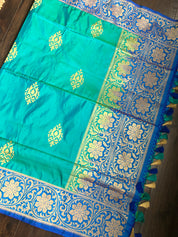 Pure Silk Banarasi - Sea Green Dual Shaded