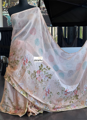 Designer Satin Georgette Sequin - Peach