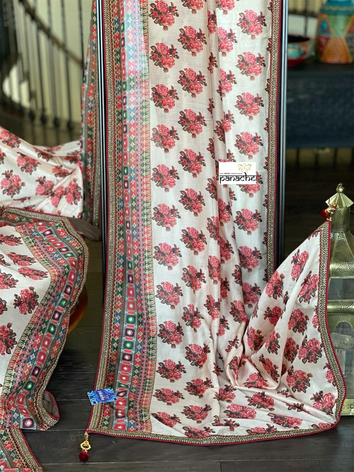 Muslin Soft Silk Printed - Beige Maroon Pink Brown