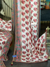 Muslin Soft Silk Printed - Beige Maroon Pink Brown