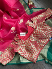 Designer Blouse - Pink Dual Shaded Cold Shoulder