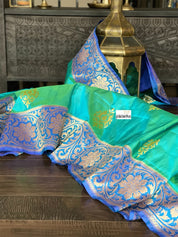 Pure Silk Banarasi - Sea Green Dual Shaded