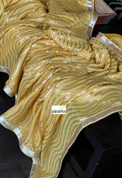 Designer Georgette Saree - Yellow Sequin