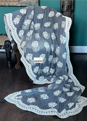 Designer Pure Net Embroidered - Grey