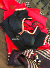 Designer Blouse - Black Raw Silk
