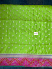Soft Silk Banarasi - Lime Green Magenta Antique Golden Zari