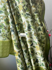 Chiniya Silk Banarasi - Green Pashmina Printed