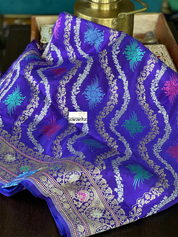 Pure Silk Kadwa Banarasi - Purple Multi Meenakari