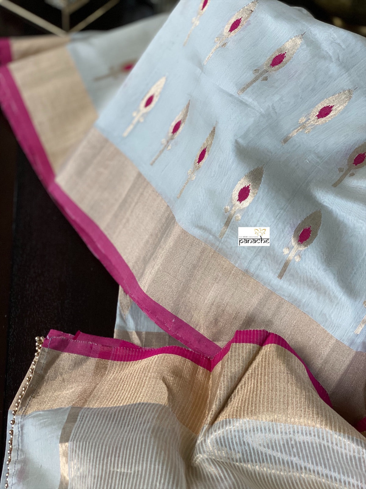 Chanderi Katan Silk Cotton - Clay Beige Meenakari