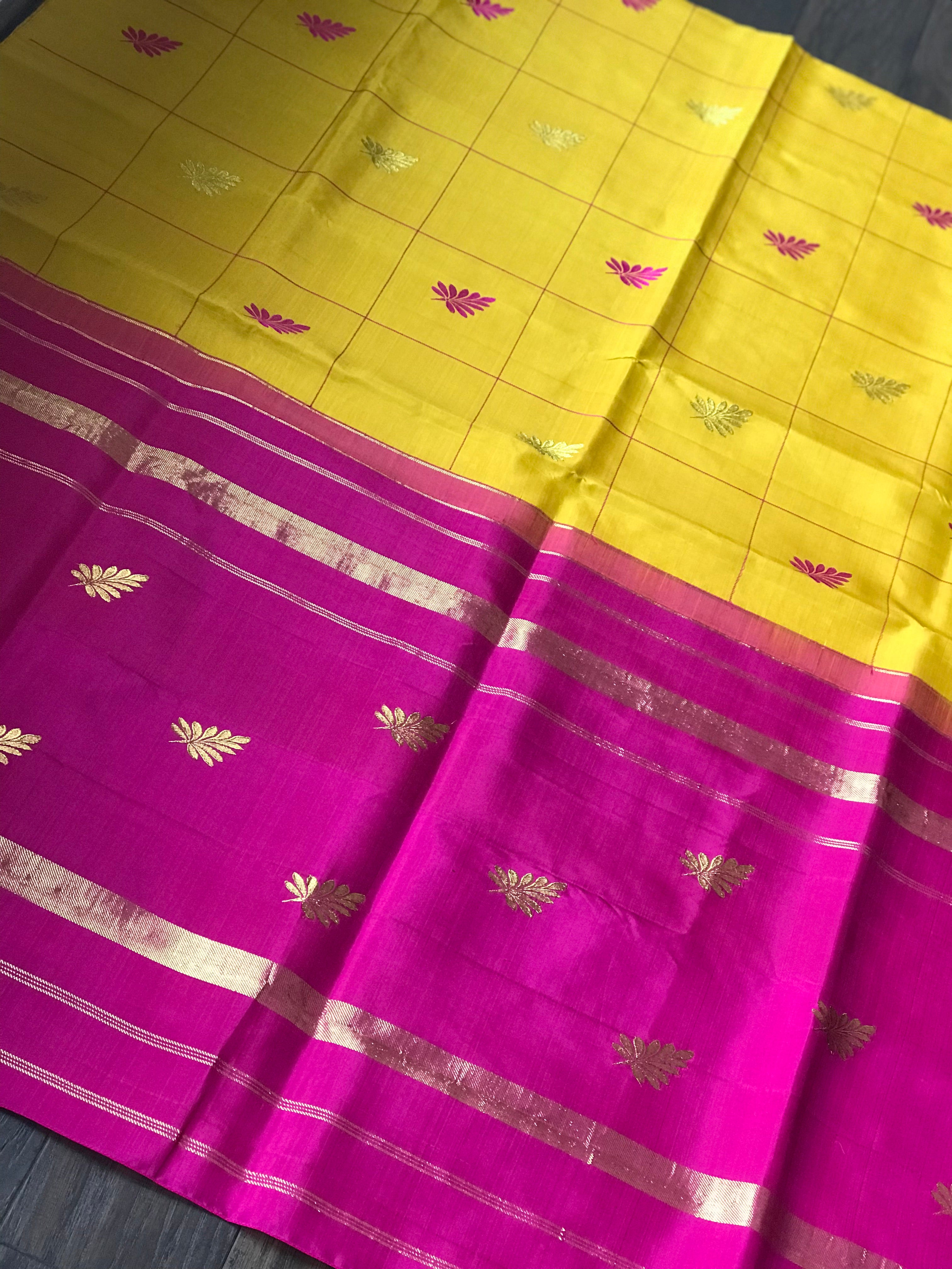 Silk Kanjivaram - Yellow Pink