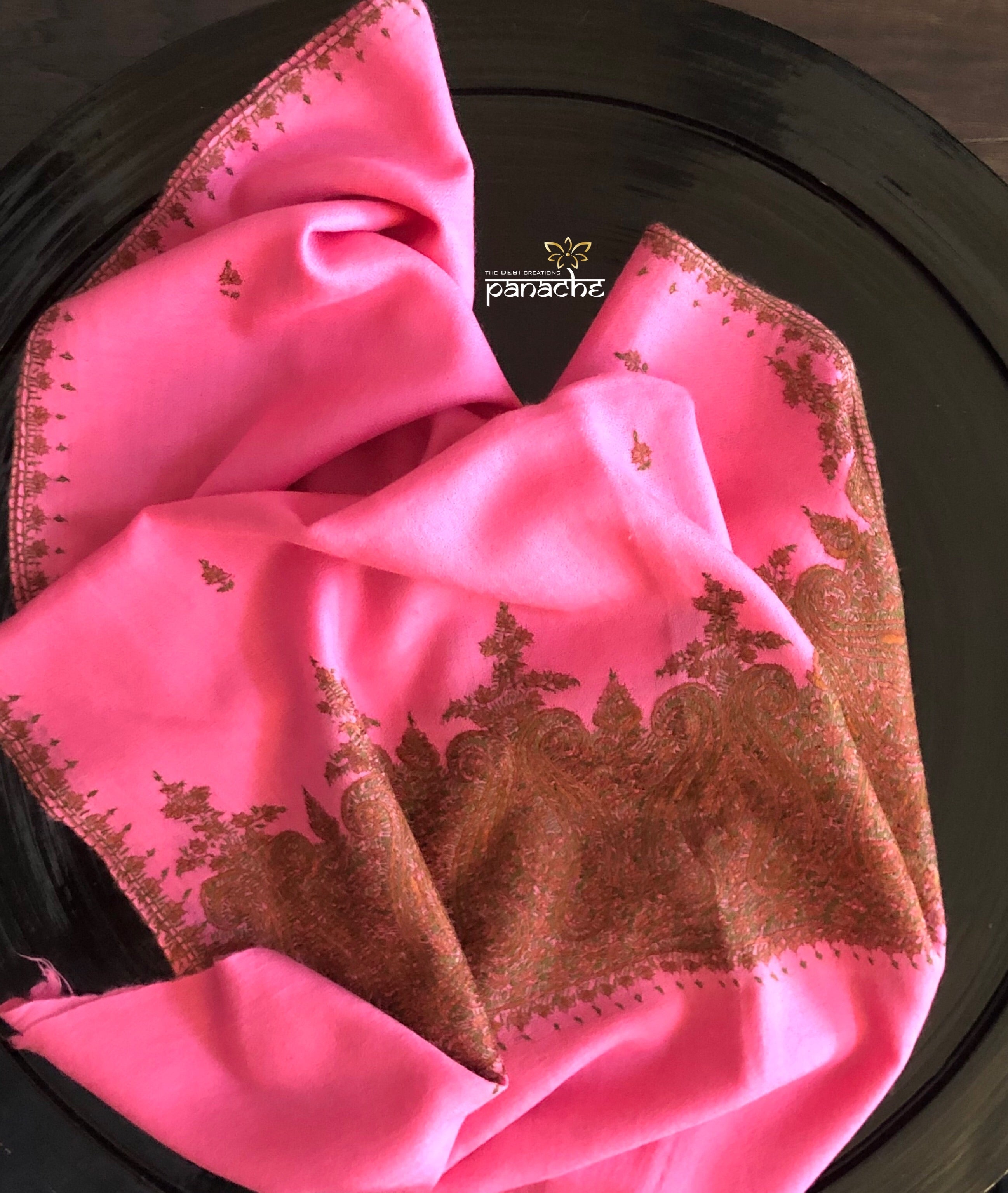 Kashmiri Pashmina Stole/Shawl - Pink Brown