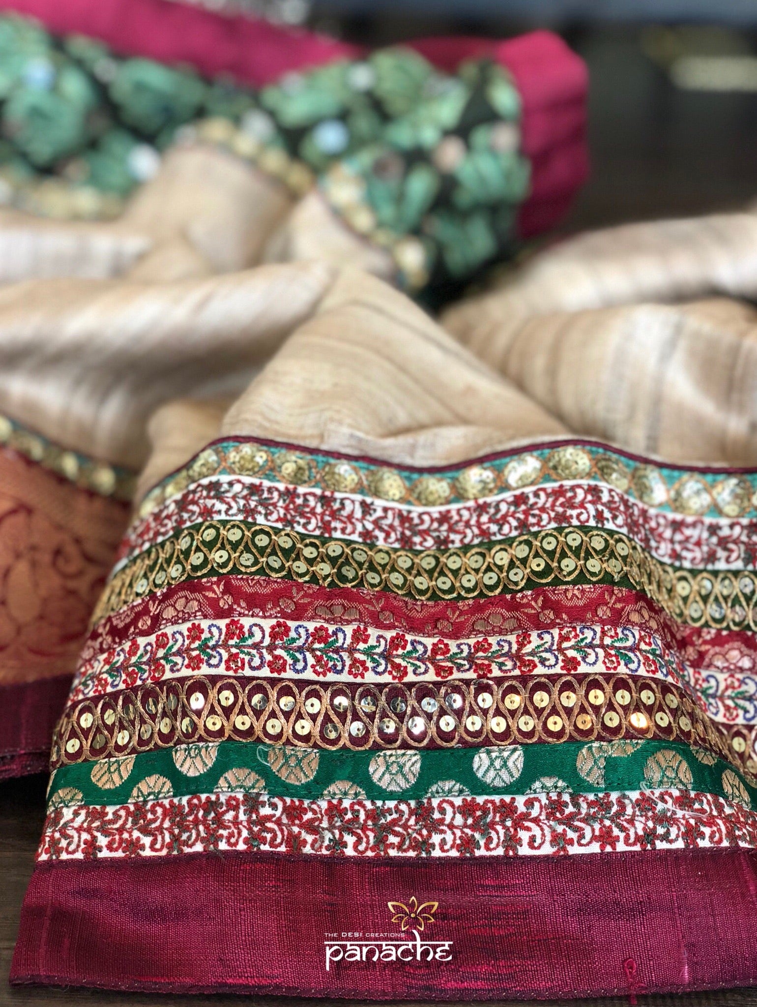 Designer Tussar Silk - Gicha Banarasi Border