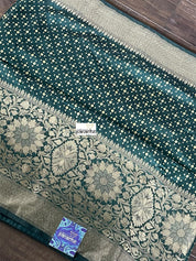 Linen Printed - Green Golden Zari