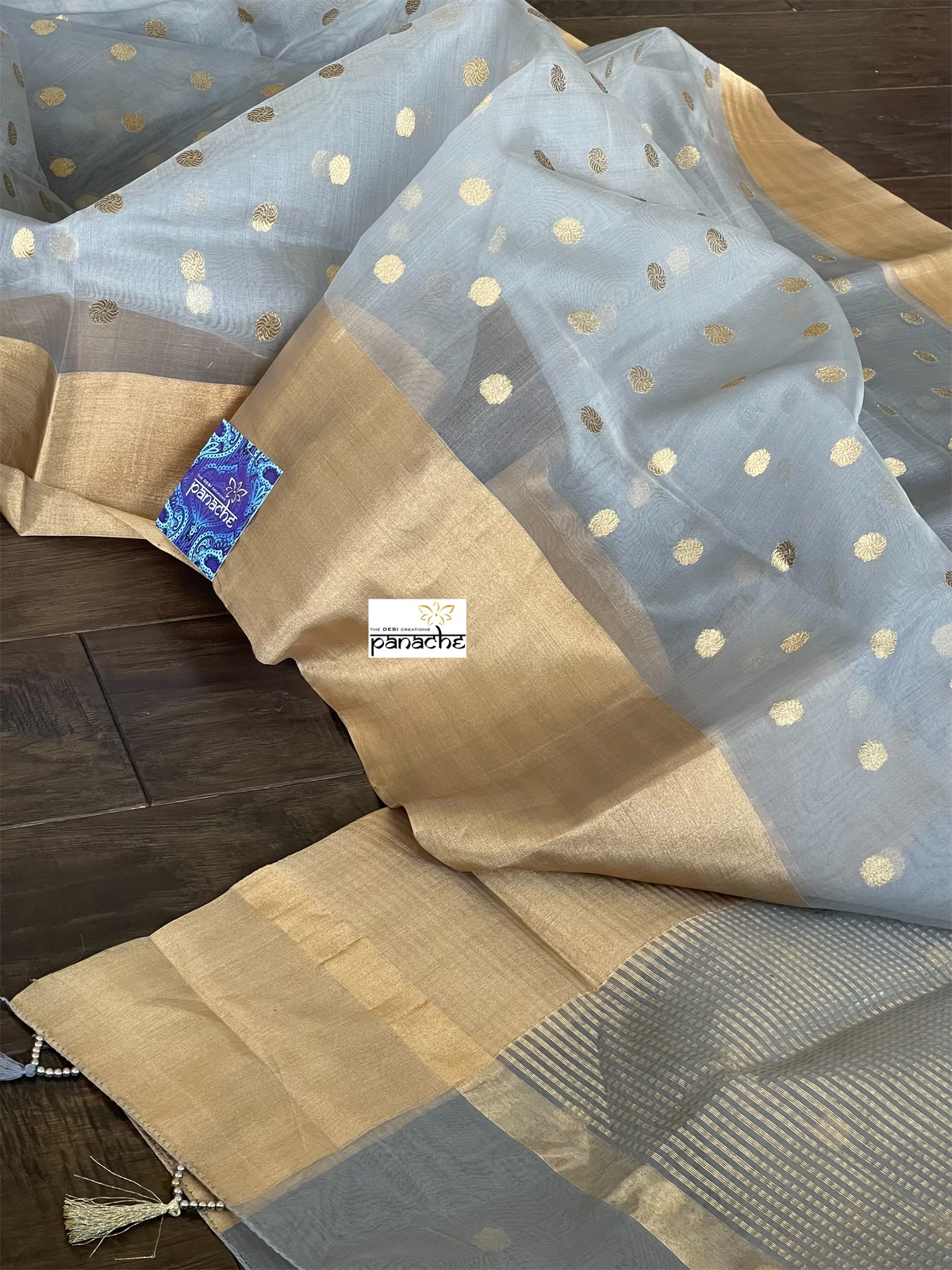 Chanderi Organza Silk - Silver Gray Eknalya woven