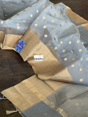 Chanderi Organza Silk - Silver Gray Eknalya woven