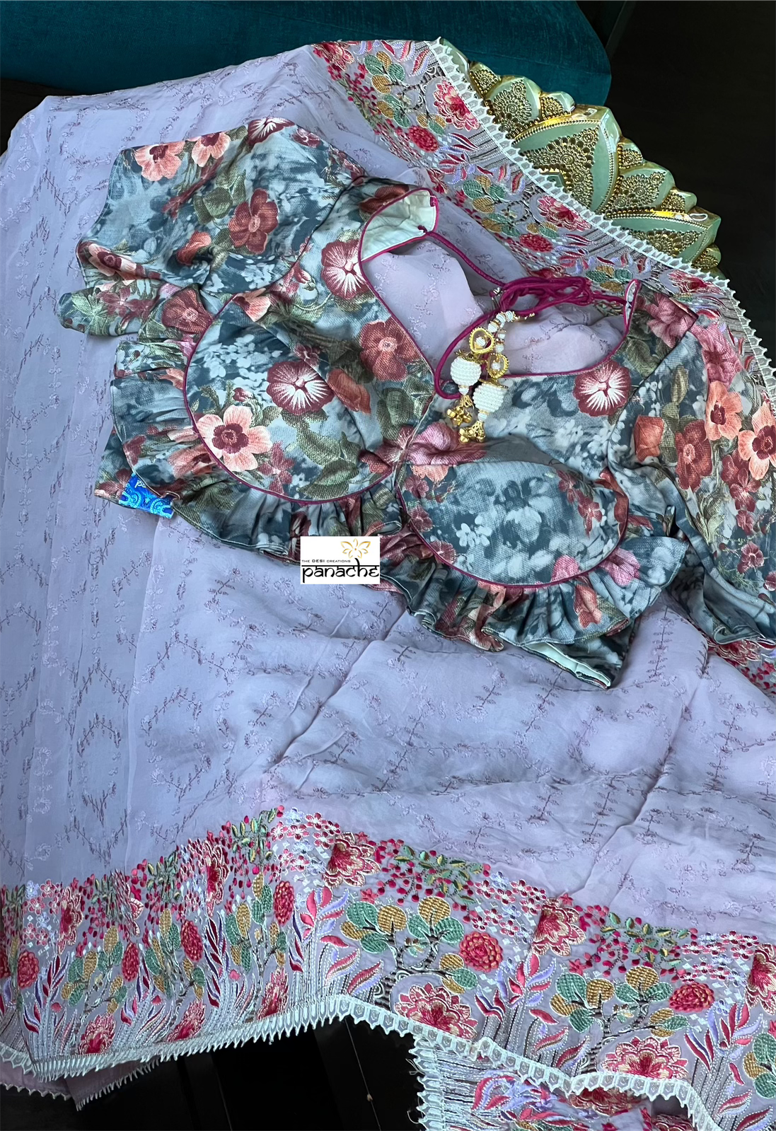 Designer Organza - Lilac Embroidered