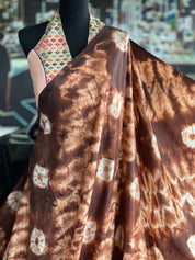 Shibori Satin Silk - Brown Off White