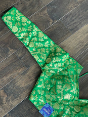 Designer Blouse - Green Brocade Full Sleeve