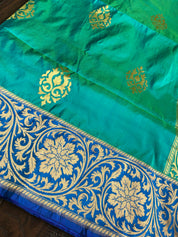 Pure Silk Banarasi - Sea Green Dual Shaded