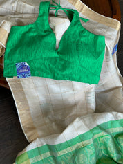Designer Blouse - Green Raw Silk