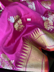 Pure Silk Katan Banarasi - Magenta Pink Kadhwa