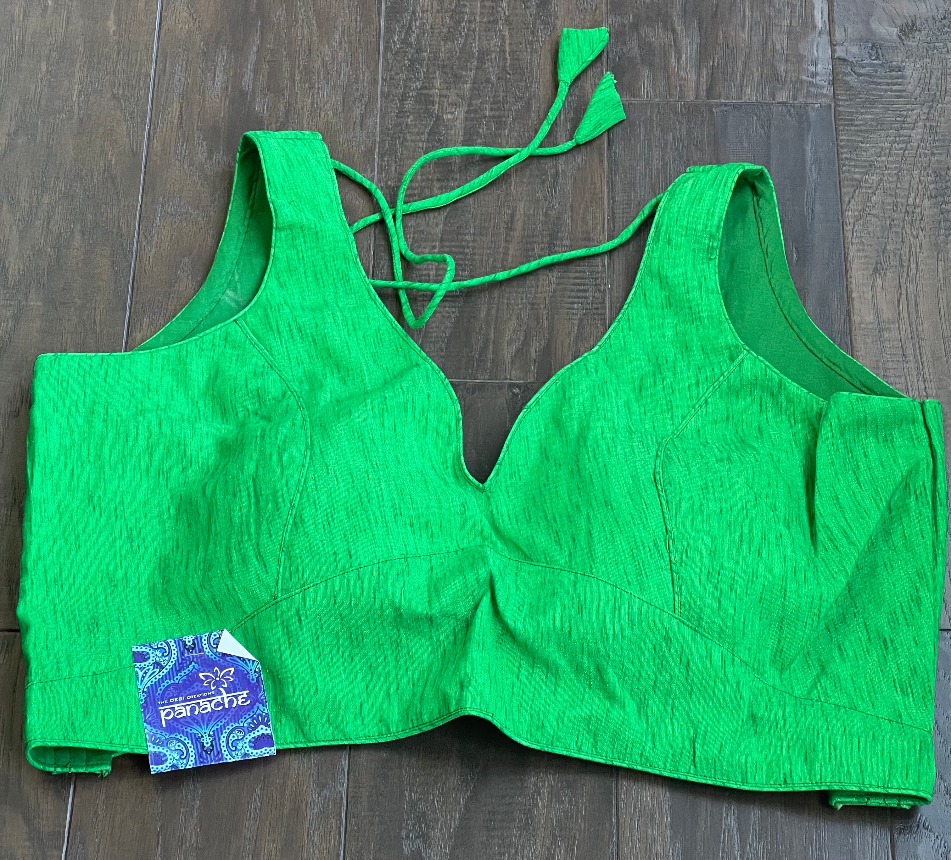 Designer Blouse - Green Raw Silk