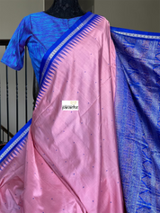 Pure Silk Bomkai - Pink Royal Blue