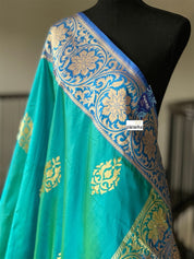 Pure Silk Banarasi - Sea Green Dual Shaded