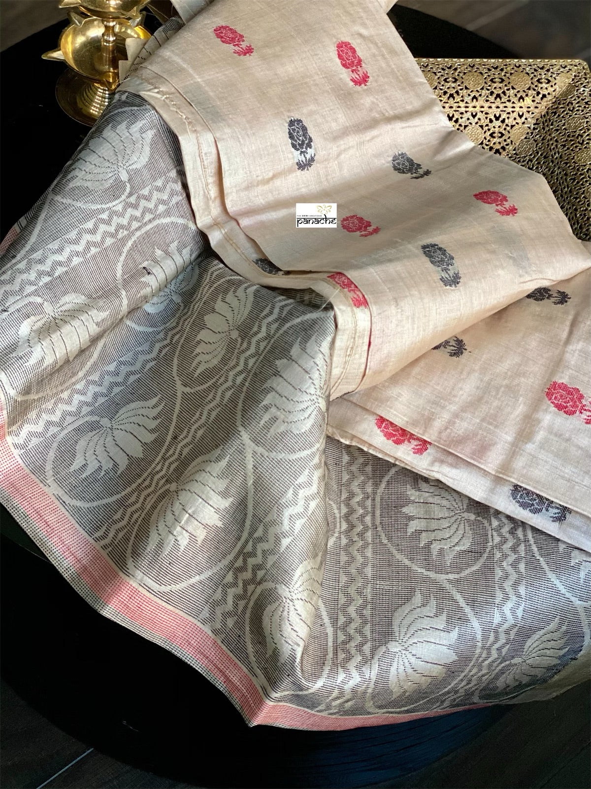 Tussar Silk - Beige Rose woven