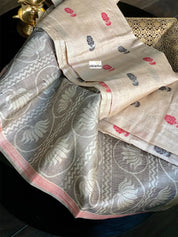 Tussar Silk - Beige Rose woven