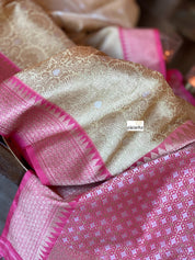Pure Katan Silk Banarasi - Light Butter Yellow Golden Zari woven