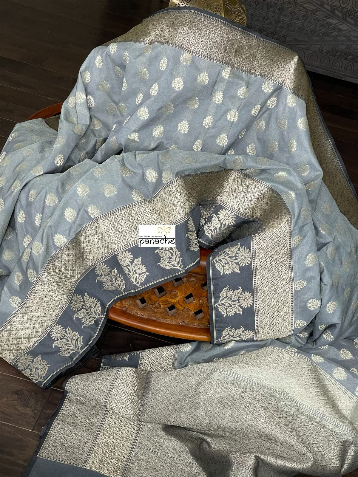 Soft Silk Banarasi - Silver Grey