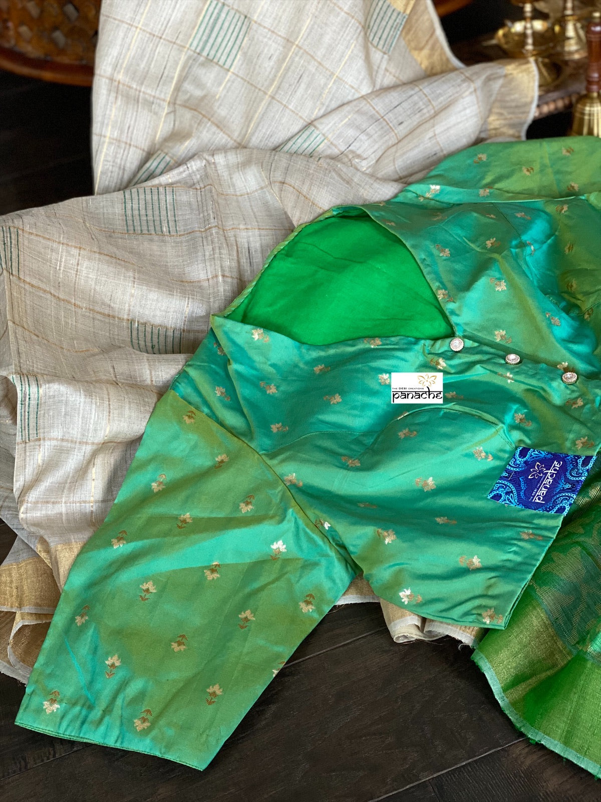 Designer Blouse - Green Dual Shaded