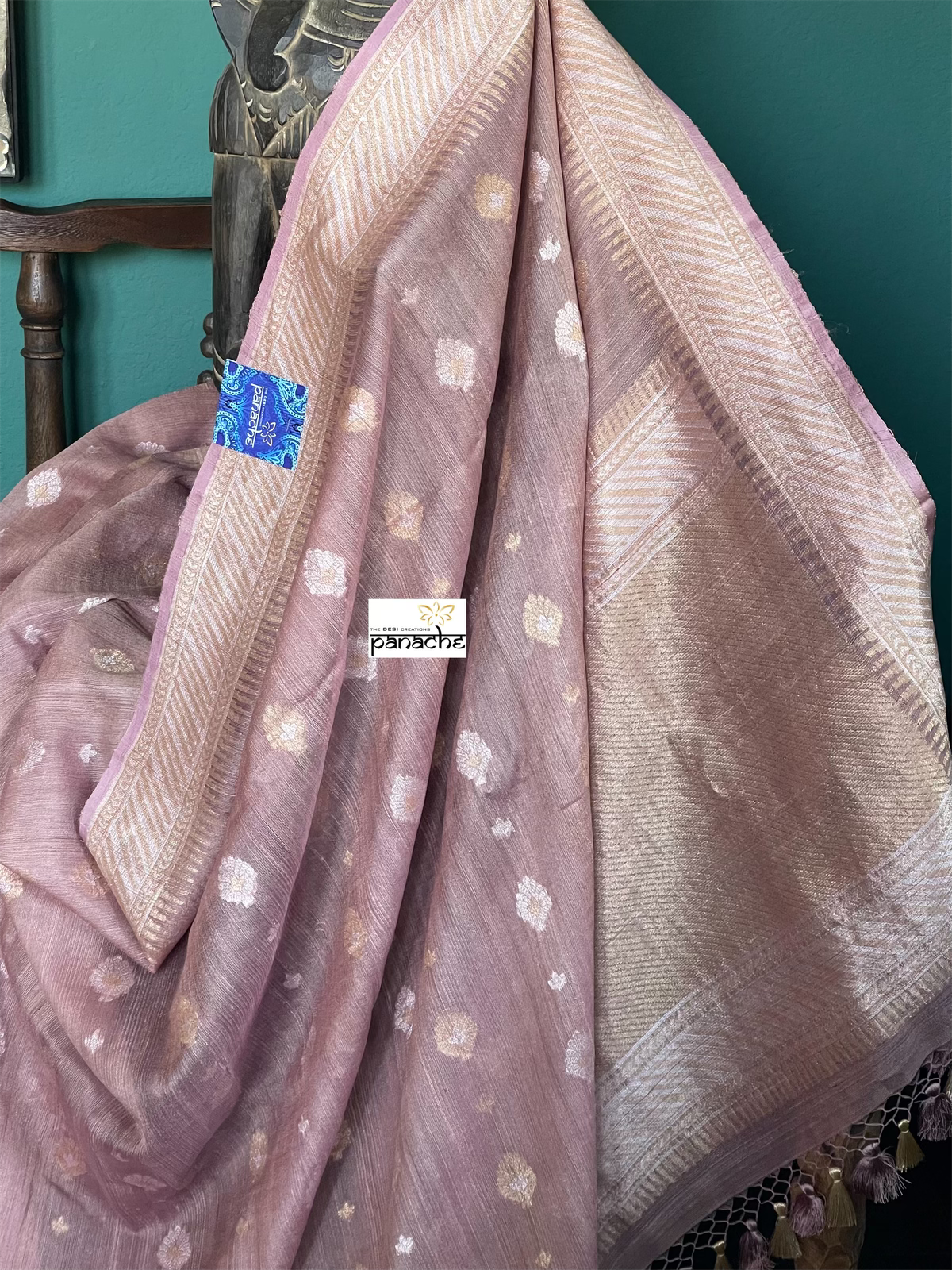 Khaddi Tussar Banarasi -  Dusty Pink