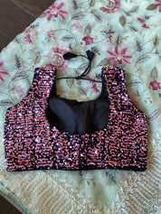 Designer Blouse - Black Purple Sequin