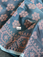 Soft Jamdaani  - Gray Copper Zari
