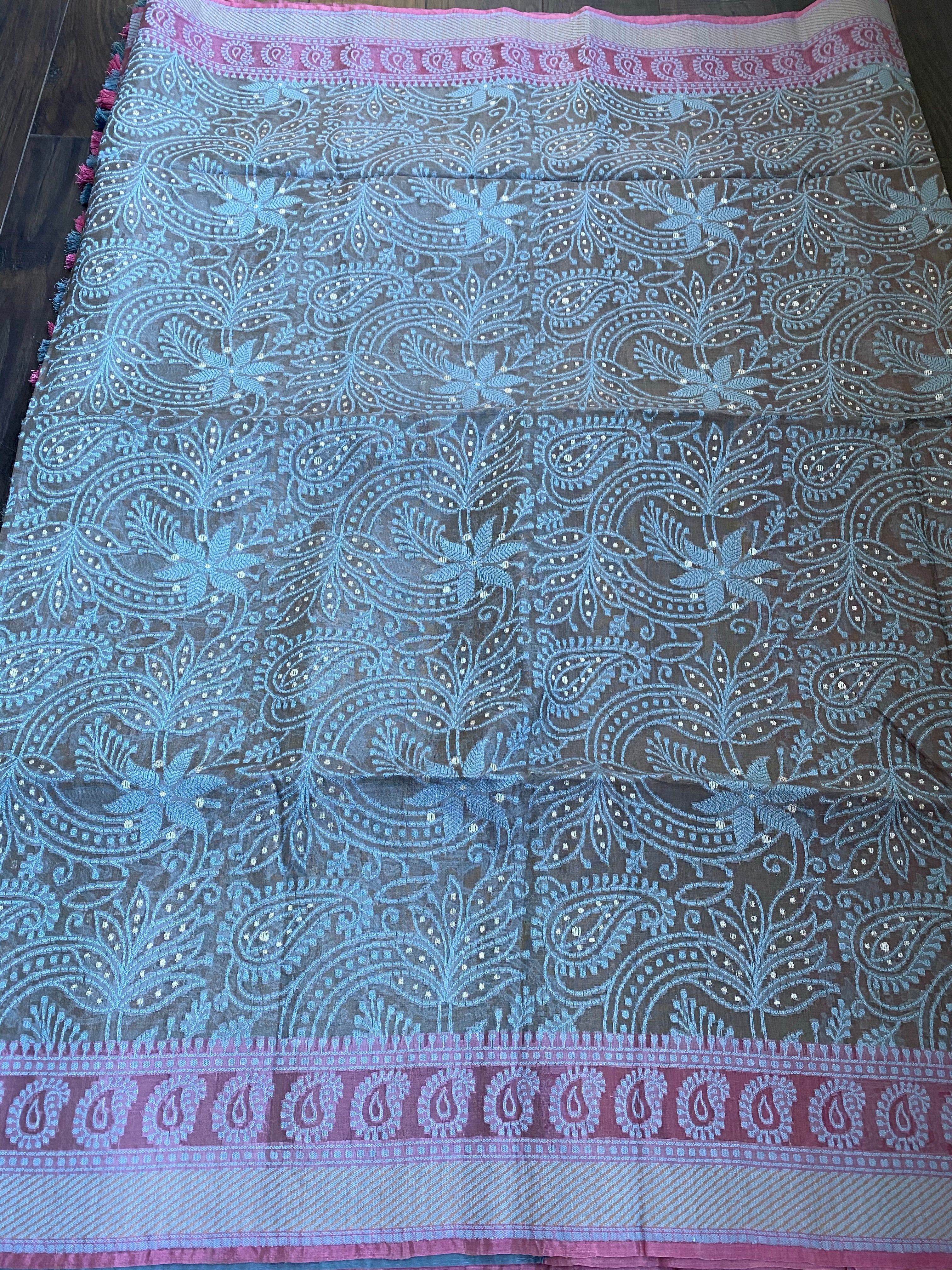 Organza Silk Banarasi - Grey Resham Woven