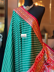 Soft Silk Patola Banarasi - Green Red Antique Golden Zari