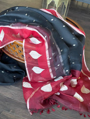 Organza Silk Banarsi - Black Red