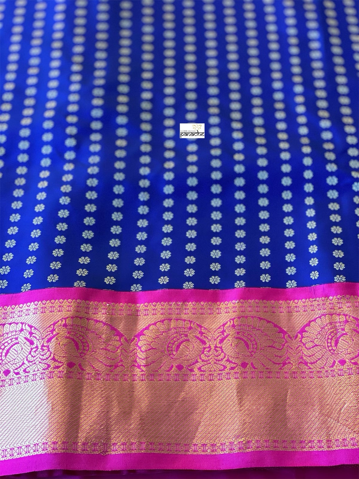 Pure Silk Kanjivaram - Blue Magenta Pink