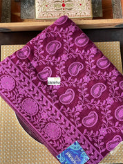 Designer Georgette Chikankari - Maroon Purple Paisley