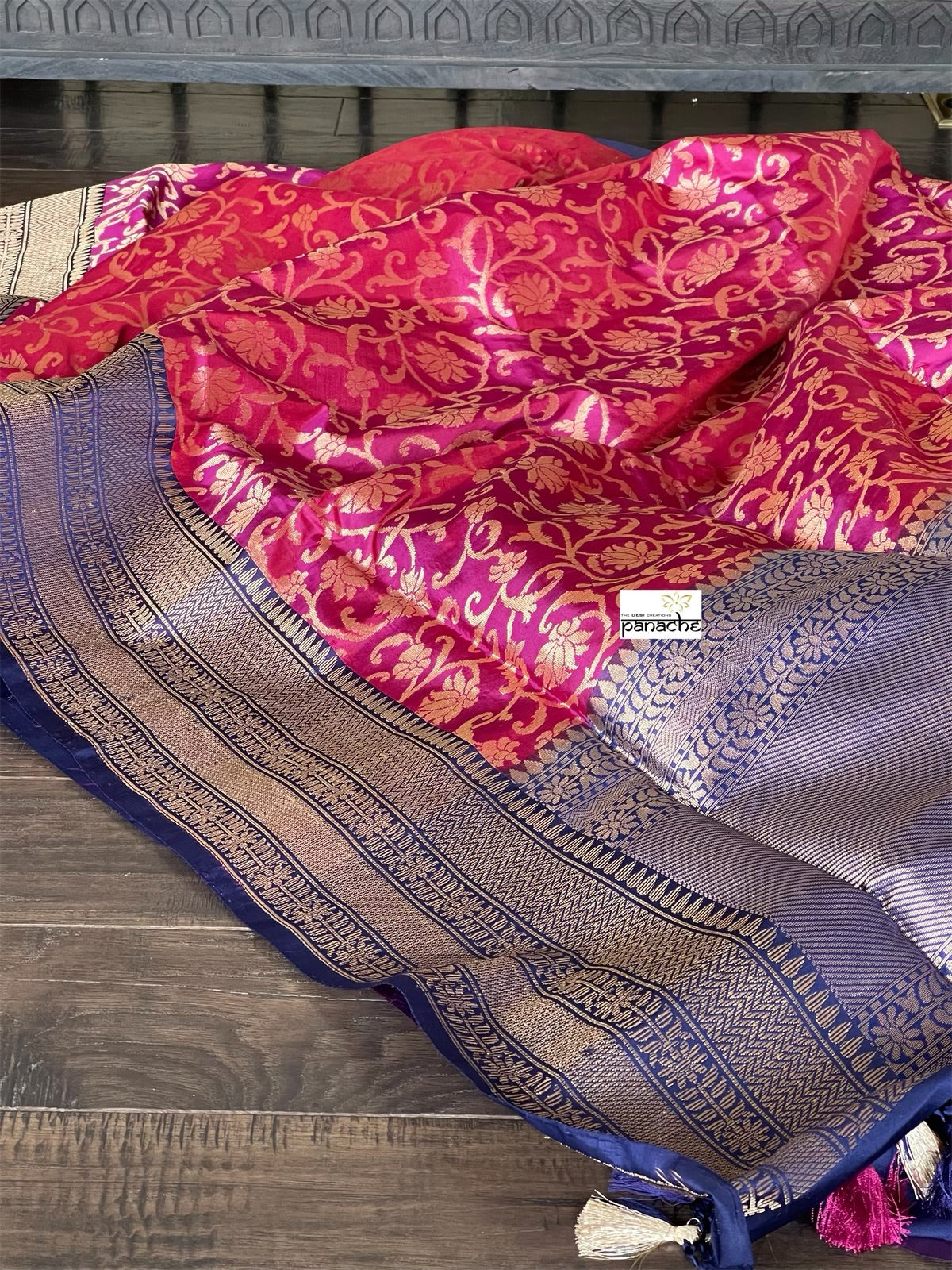 Katan Silk Banarasi - Magenta Blue